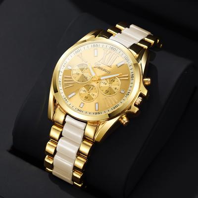 Youfap Market Luxury Men Business Watches, Fashion Roma Dial Men's Quartz Wristwatch, Elegant Daily Wear beige