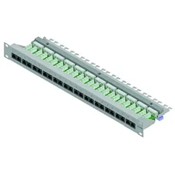 1PROTEC Patchpanel LSA+ kompakt 19" 1HE PNPP6A24 Cat6A-ISO 24xRJ45 lichtgrau