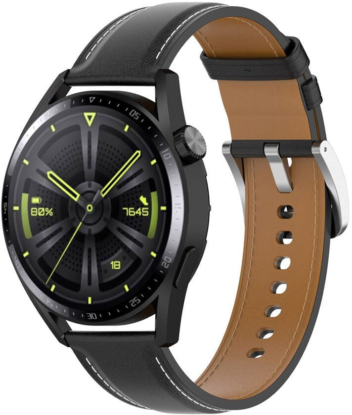 INCOVER Universal Smartwatch Læder Rem m. Spænde 22mm - Sort