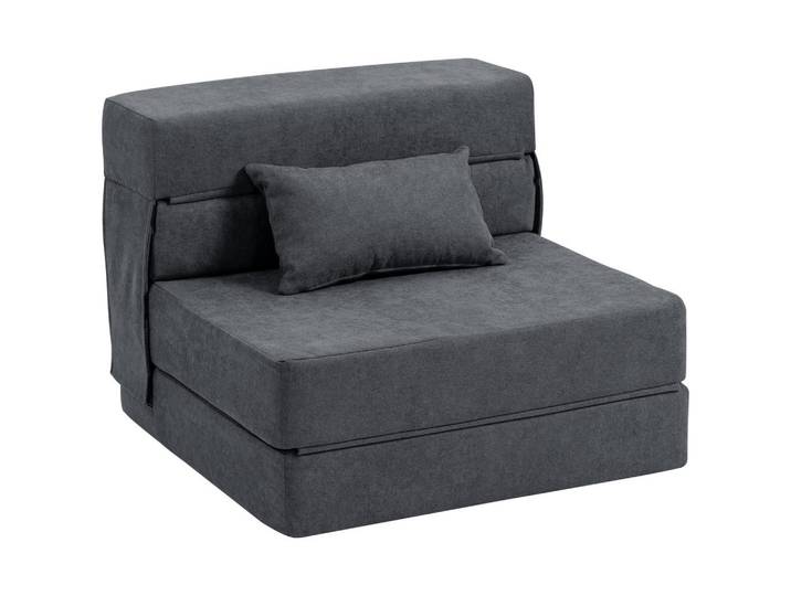 Homcom 3 in 1 Schlafsessel, klappbares Schlafsofa mit Bettfunktion, Lendenkissen, Grau, Dunkelgrau, Kunststoff, 80x15x210 cm, Wohnzimmer, Sofas & Couches, Schlafsofas, Schlafsessel