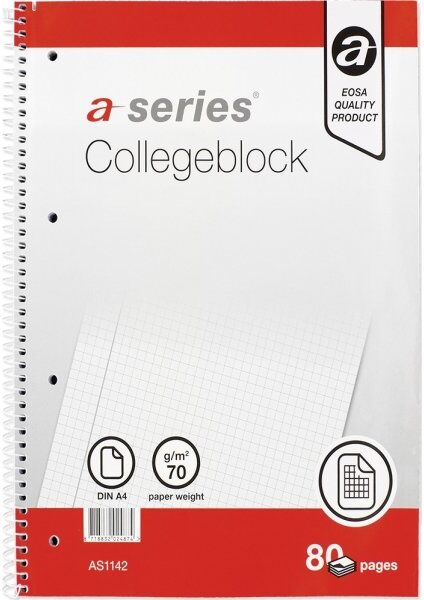 A-Series Kollegieblok   A4   Kvadreret