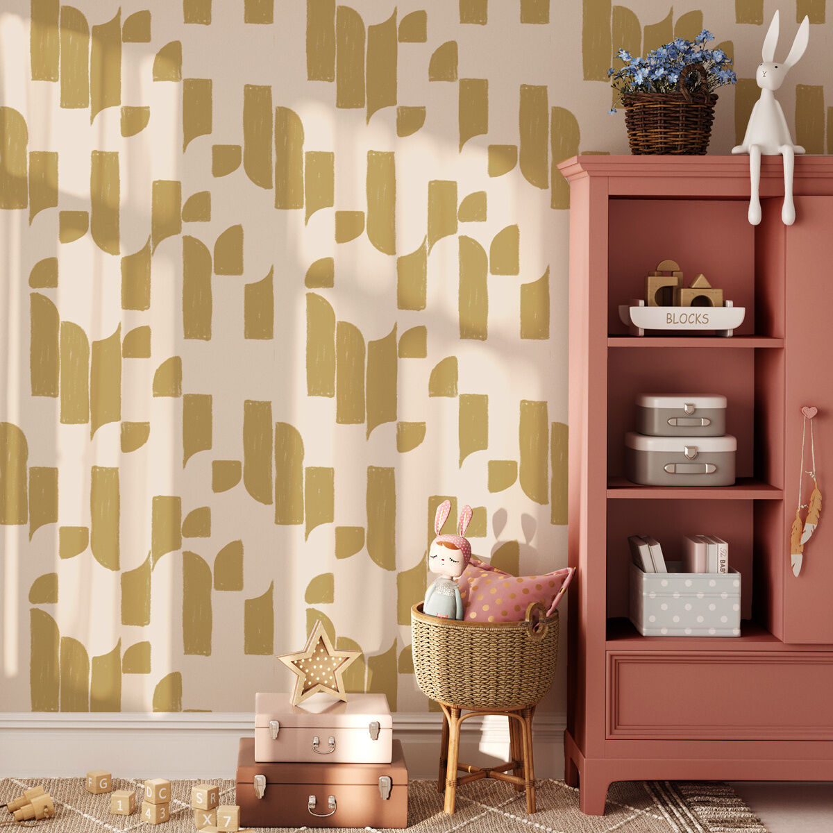 Annet Weelink Brick Bop Ochre   6097739355383   Behang