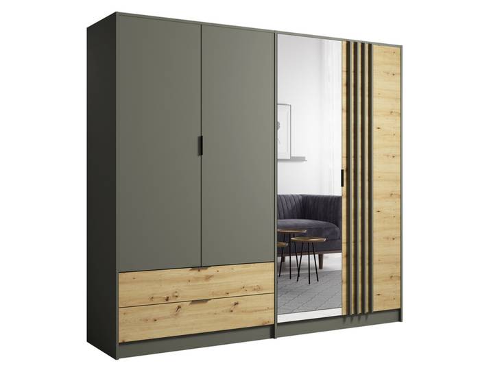 Armoire Rimini Gris Anthracite/chene Artisan - Basika