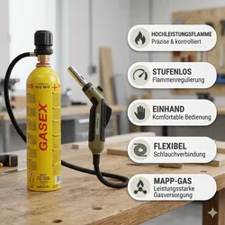Gazcamp Präzisionsbrenner inkl. MAPP Gas Kartusche 450 g / 860 ml