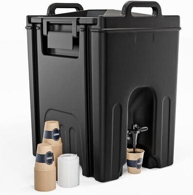 Insulated Beverage Dispenser, Ice And Hot Drink Server With Handles, Faucet & Cups