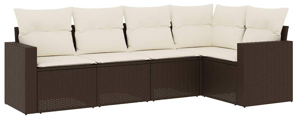 Loungeset, 5-teilig, braun, aus Poly-Rattan - 5 Sitzplätze