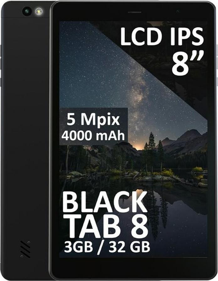 Blow BlackTAB8 4G LTE tablet met 32GB opslag en 3GB RAM, zwart