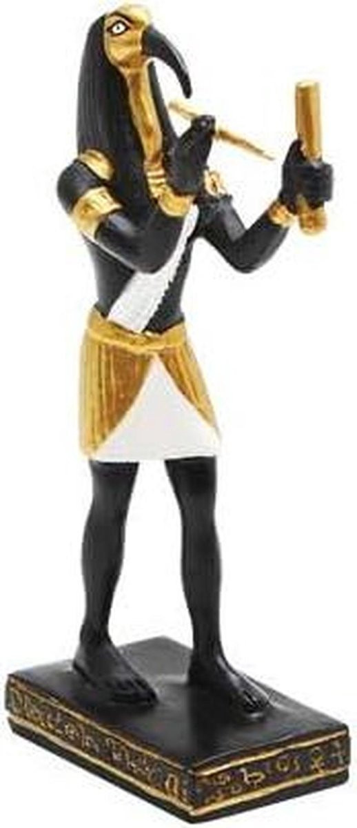 Egyptische God Thoth Figurine - Handgeschilderd Resin Miniatuur Beeldje - Zwart - Hoogte: 8,9 cm
