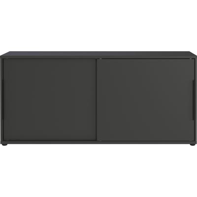 Schiebetürenschrank GERMANIA "Mailand", grau (graphit), B:160cm H:74cm T:40cm, Holzwerkstoff, Schränke, Schiebetürenschrank, Schiebetürenschrank mit zwei Schiebetüren