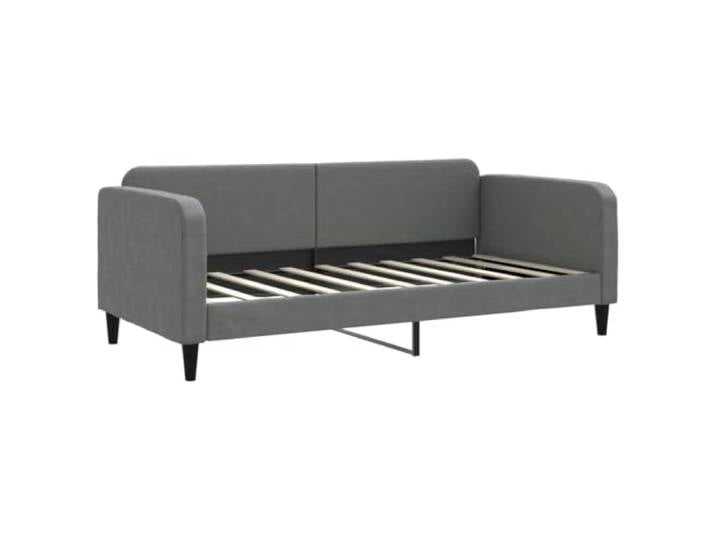 KTHLBRH Schlafsofa mit Matratze dunkelgrau 90 x 190 cm Gestell aus Holz und Metall, Stoff 100 % Polyester, Lattenrost inklusive