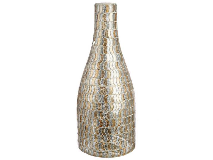 Vase, Silberfarben, Goldfarben, Glas, bauchig, 32 cm, auch für frische Blumen geeignet, Dekoration, Vase, Glasvasen