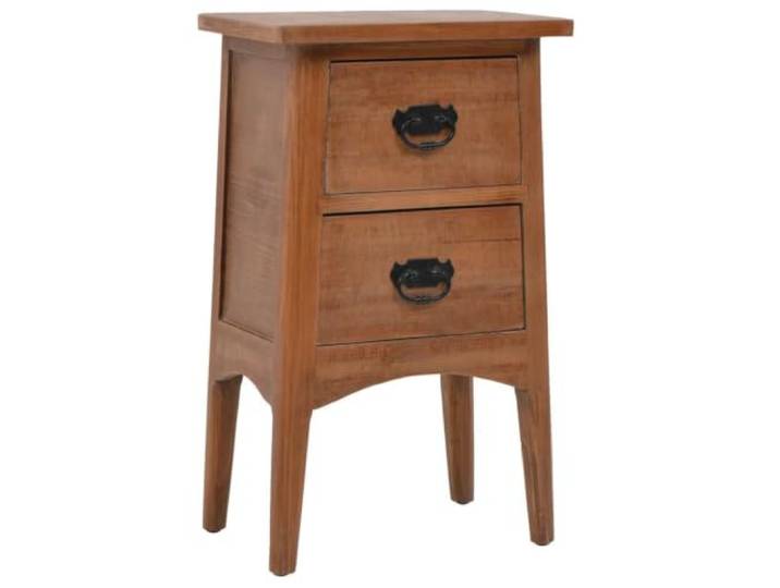 GHVBNMF Nachttisch Massivholz Tannenholz Beistelltisch 40x29x68cm Braun Rustikaler Beistellschrank fürs Schlafzimmer aus Tannenholz und MDF mit 2 Schubladen und stabiler Ablage in Braun.