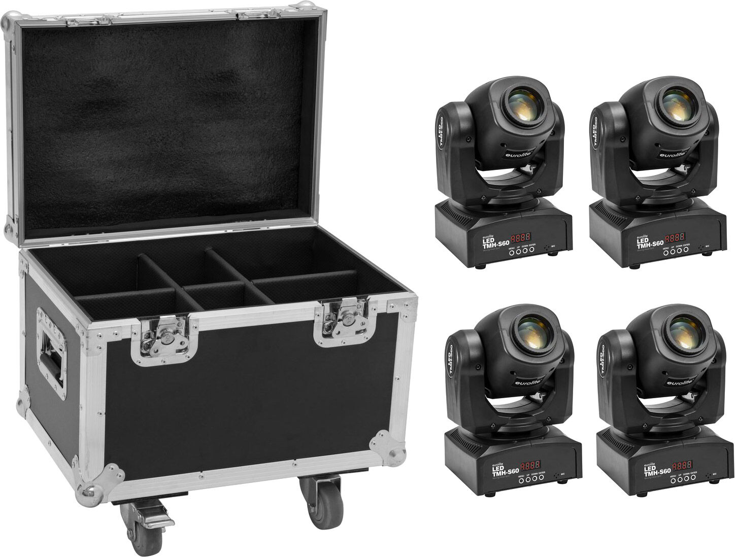 EuroLite Set 4x Led Tmh-S60 Moving-Head-Spot + Case