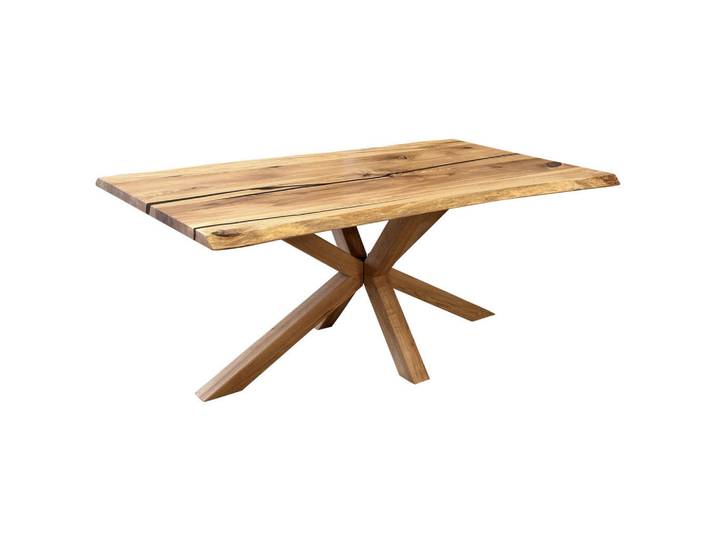 Linea Natura Esstisch, Eiche, Holz, Wildeiche, vollmassiv, rechteckig, 100x75x200 cm, Esszimmer, Tische, Esstische, Baumkantentische
