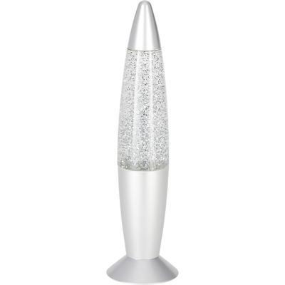 EGLO LED Tischleuchte "GLITTER", silberfarben, transparent, 1, Ø 8,5cm H: 34,5cm, 1 Stk., Leuchten, LED Lavalampe Glitter, RGB Glitzerlampe mit Timer und Farbwechsel, LED Tischleuchte