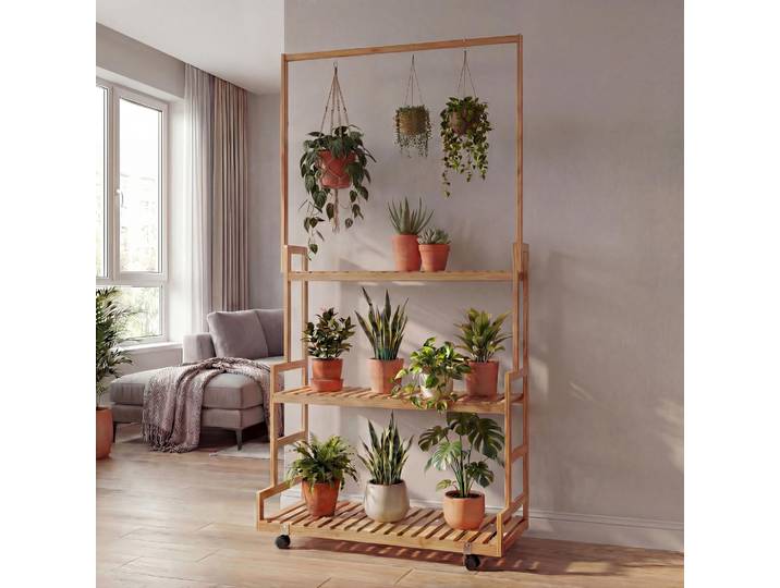 Étagére À Plantes En Bambou Hwc-q33\, Étagére En Escalier Pour Fleurs\, Support À Plantes En Escalier\,