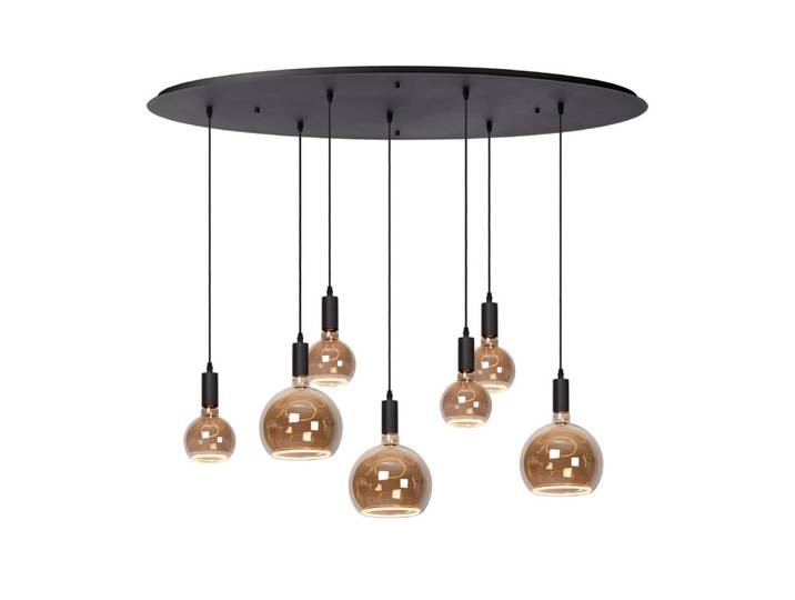 Lampe suspendue en métal noire avec 7 ampoules led 40 w