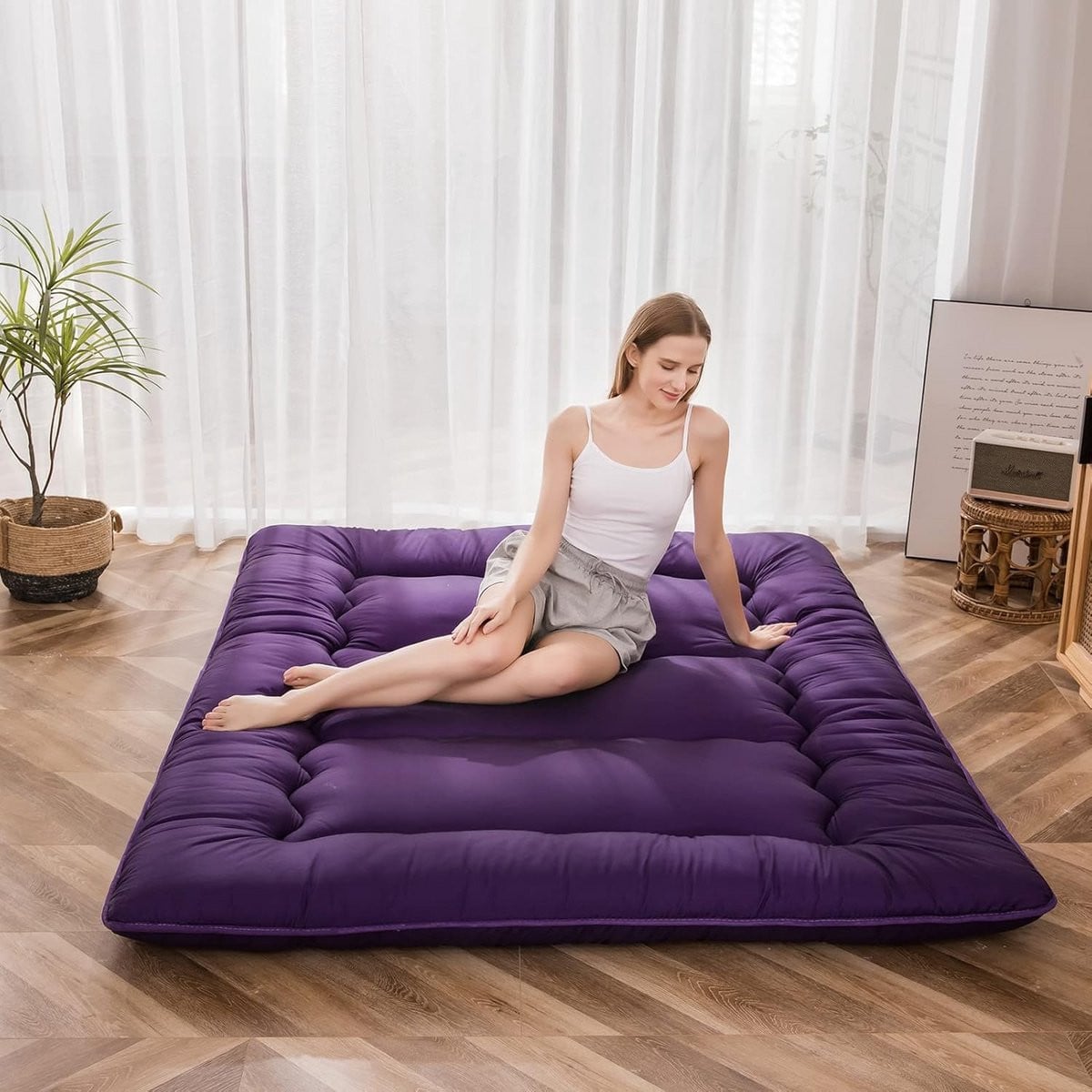 Extra dikke Japanse futon matras - Opvouwbaar en ademend gastenbed voor volwassenen