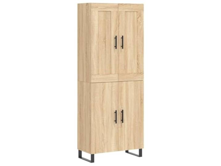 Roanoer Highboard Sonoma-Eiche 69,5x34x180 cm Holzwerkstoff Schrank Eleganter Aufbewahrungsschrank fürs Wohnzimmer mit robusten Eisenbeinen, 2 Teilen und viel Stauraum hinter Türen.