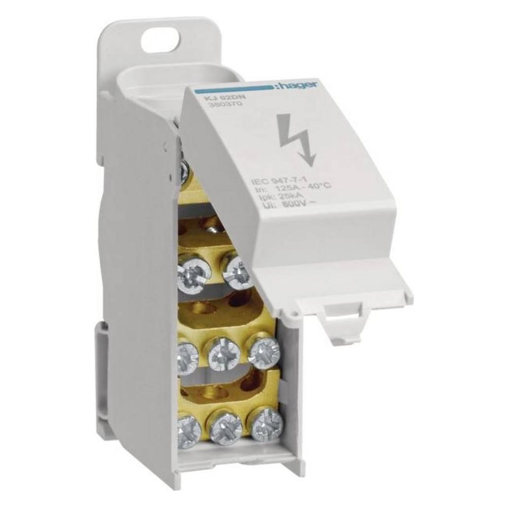 Hager HAG KJ02DN Verteilerblock 125A geschlossen, 1polig (KJ02DN)