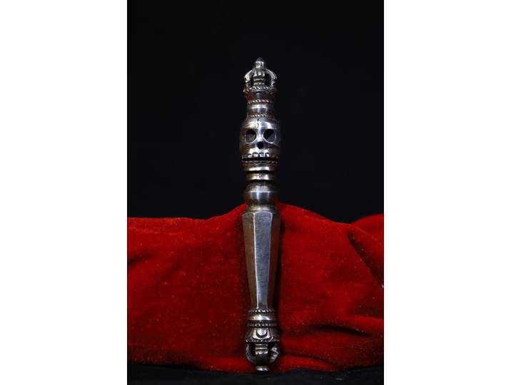 Collection de temple tibétain de 6 pouces, vieux Tiantie, tête de crâne de cannelle, Dorje Vajra Phurpa Dharma, amulette, maison de ville, exorcisme