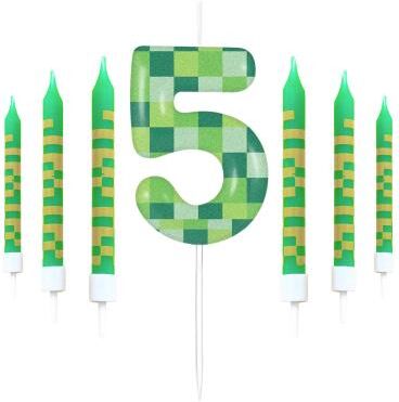 Uplift Treasures Pixel Theme Number Birthday Candles Set For Cake Decoration 5
