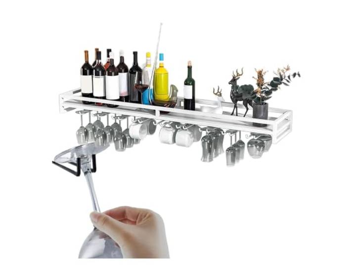 whalebee Wand Weinglashalter Regale Metall-Regal 60cm 80cm 100cm Lagerregal Stielgläser-Regale Für Küche 5 / 7 / 9 Reihige Gläserhalter Platzsparend Für Familie Hotel Bar