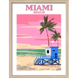 Gerahmtes Bild MIAMI (BHT 32,50x42,50x2 cm) - BHT 32,50x42,50x2 cm