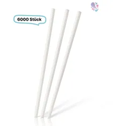 Blanc HYGIENIC Papier- Trinkhalm, WEIß- JUMBO, 8X210MM, 6.000 Stk