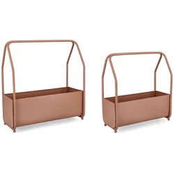 Blumenkasten Keyra 2er-Set aus Metall, modern, Braun, pulverbeschichtet für Outdoor