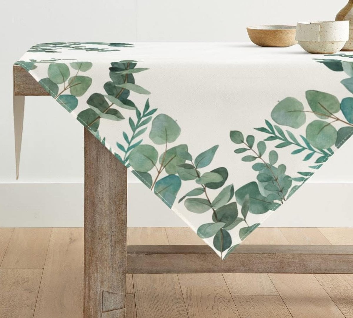 Eucalyptus Tafellinnen voor de Zomer, Decoratie voor de Keuken, Feestelijke Tafelsetting 120 x 120 cm