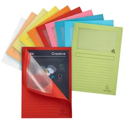 Exacompta 50150E 100er Packung Fenstermappen BAHIA 160g/qm - 22x31 cm - Farben sortiert