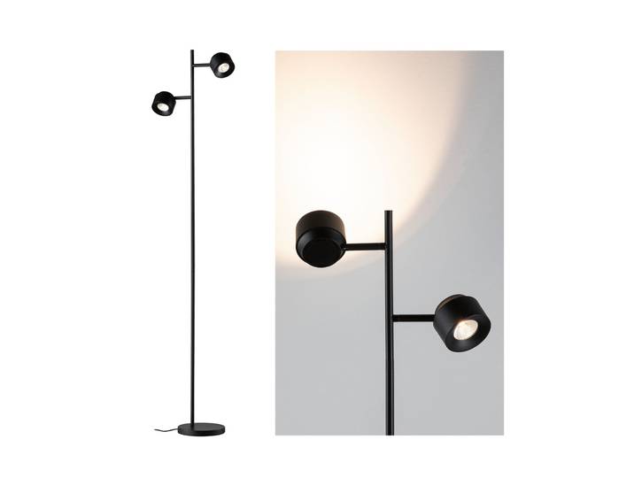 Lampe sur pied LED Puric Pane I noire, à 2 lampes, 3 niveaux de réglage - Paulmann - Salon / séjour - Moderne - Métal