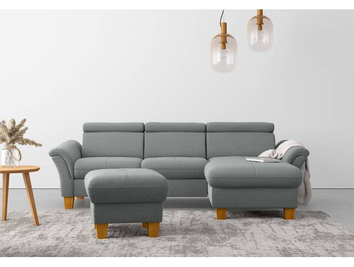 Ecksofa, Polyester, Grau 258×169 cm, Recamiere Rechts, Klassisch, Home-affaire
