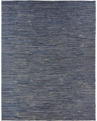 KALATY Modern Blue Flatweave Weave 100% Viscose Area Rug
