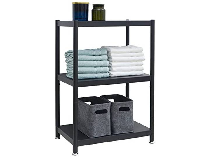 shelfr Industrieel Design Metalen Rek Zwart - 61x41x90 Staand Schap - 3 Niveaus Zwaar Belast Opbergrek - Modern Woonkamer Legplank Keukenrek Badkamerrek Boekenplank Ruimteverdeler Opbergmeubel Metaal