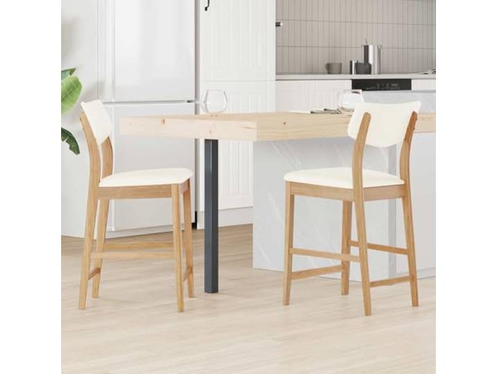 KTHLBRH Esszimmerstühle 2 STK. Massives Gummiholz Natur 48 x 49 x 95 cm Robuste Standfestigkeit, ergonomische Sitzform, natürliche Holzoptik, einfache Reinigung, modernes Design, für Essbereich