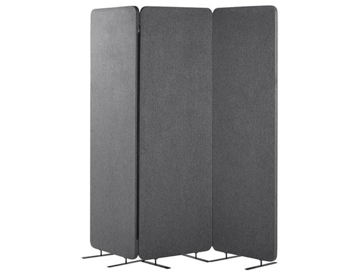 Beliani Büro-Raumteiler Grau PET-Filz Akustik 3-teilig Stahl Stoff, 184 x 184 cm