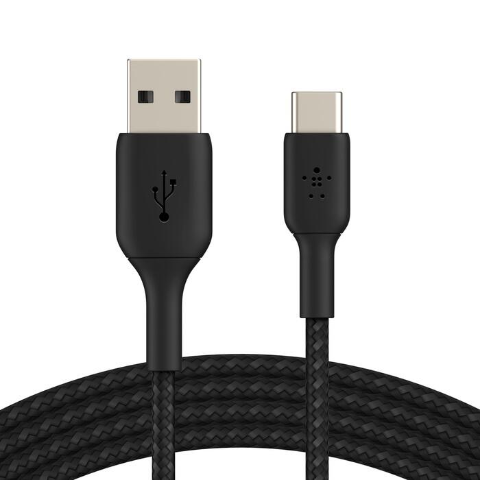 Belkin BoostCharge geflochtenes 2 m USB-C/USB-A Kabel, schwarz CAB002BT1MBK