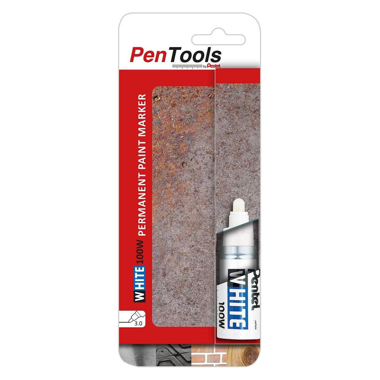 Pentel Permanent-Marker X100W, Rundspitze, weiá (1x) (X100W-PRO1EU)