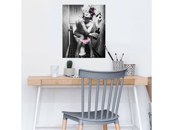 Poster Toilet Pic Papier Rose foncé 40 x 50 x 0cm
