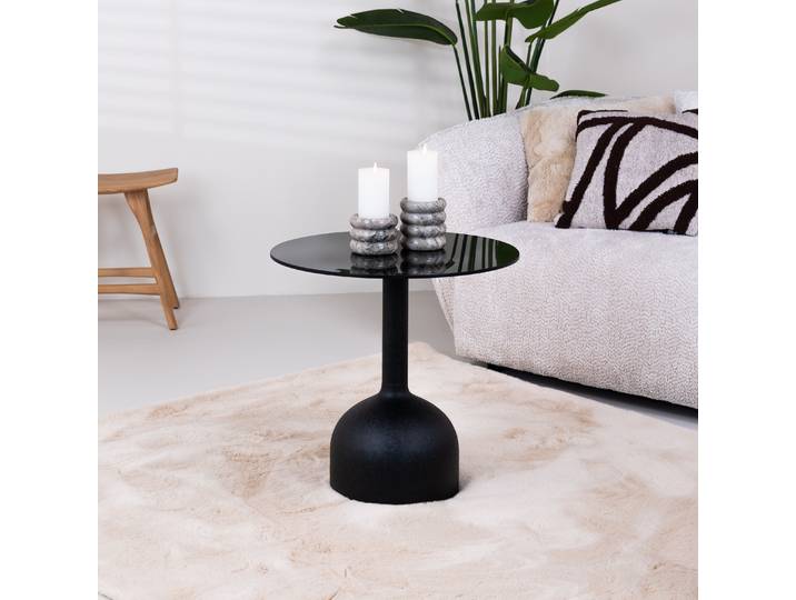 Sohome Ronde Bijzettafel Indira Glas en staal, 55cm - Zwart