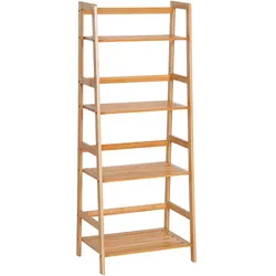 HOMCOM 4-stöckiges Bambusregal – Treppenregal für das Badezimmer – Bücherregal – Aufbewahrungsregal