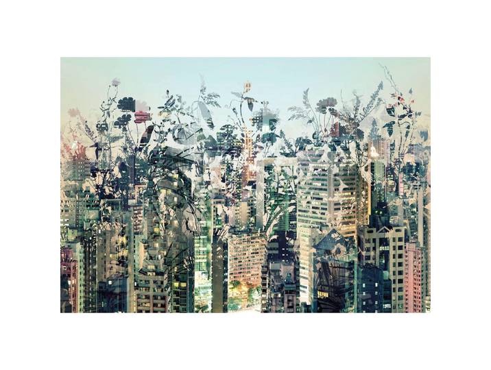 Komar Fototapete Urban Jungle, Blau, Grau, Papier, Skyline, 368x254 cm, Fsc, Made in Germany, Tapeten & Wandverkleidungen, Fototapeten