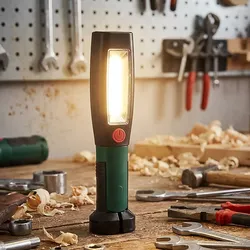 2in1 LED Arbeitslampe - Mobile Lichtquelle für Haushalt, Garten, Auto - Magnetfuss, 360° Haken, 250 Lumen COB, 50 Lumen SMD - IP20