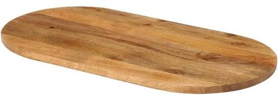 Tischplatte oval - Massives Mangoholz - 140x60 cm - Eichenfinish