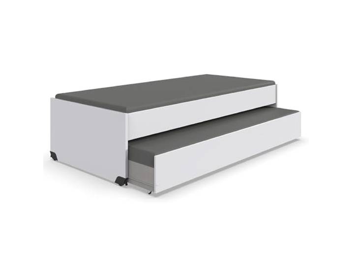 Lomadox Jugendzimmer-Bett mit 90x200 cm Liegefläche in weiß, mit Bettschublade, Rollen, kompaktes Design