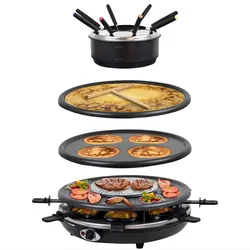 Syntrox Germany Raclette-Grill Set Waadt mit Fondue und Wechselplatten