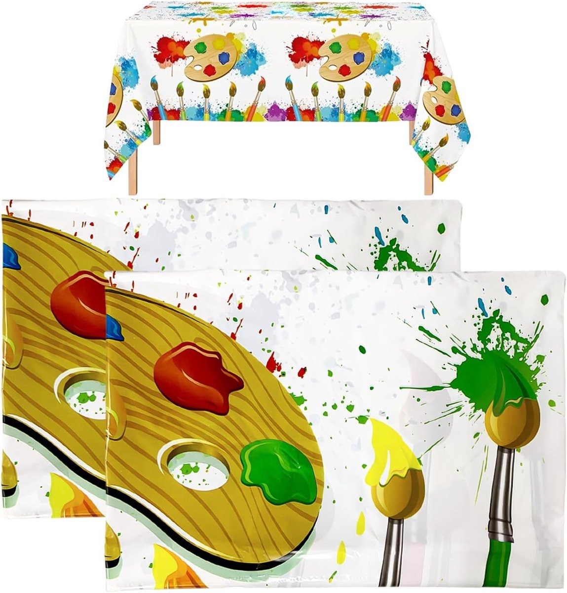 Set van 2 wasbare watercolor tafelkleedjes voor feestjes, picknicks en creatieve activiteiten