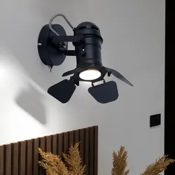 RETRO Wand Lampe Schlaf Gäste Zimmer Beleuchtung schwarz Klappen Spot verstellbar Globo 54650-1B